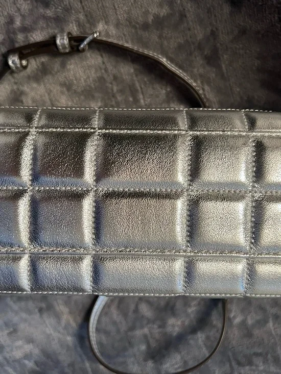 Michael Kors Metallic Silver Tribeca Quilted Top Handle Satchel - Picture 8 of 9